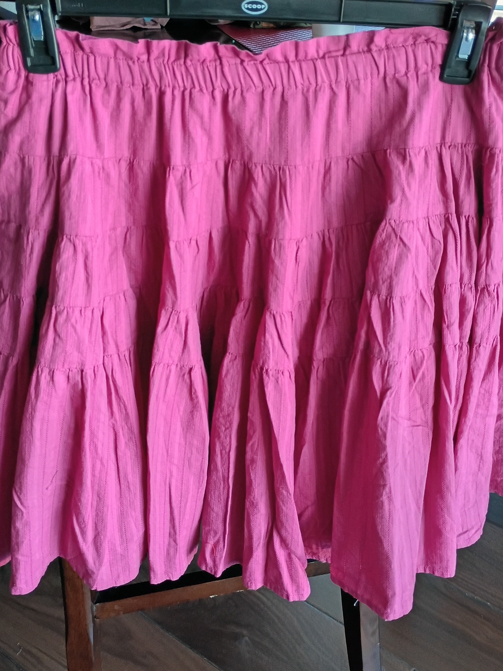 Bright Pink Tiered Skater Skirt with Elastic Waist